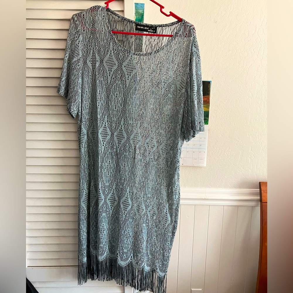 Beautiful light blue and black mini coverup dress